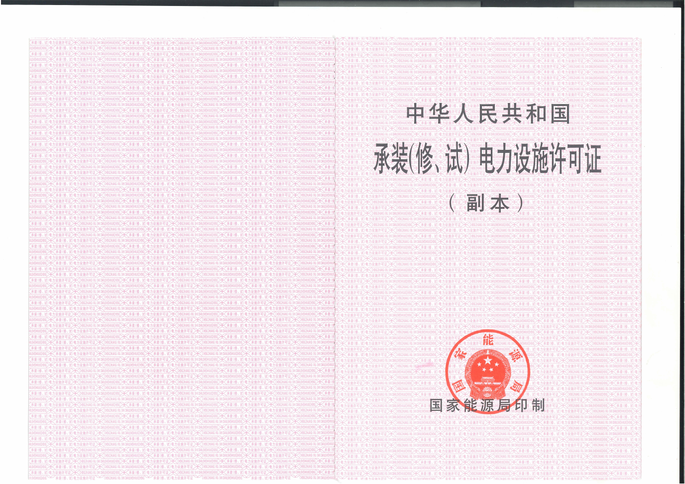 承裝（修、試）電力設(shè)施許可證